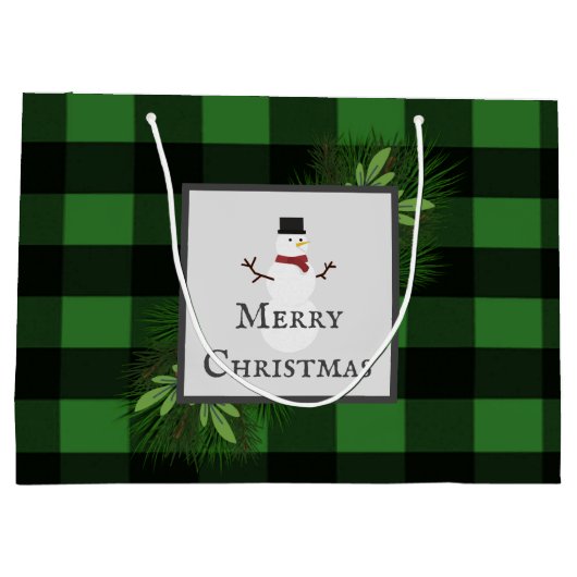 Snowman Green Buffalo Play Gift Bag Groot Cadeauzakje (Achterkant)