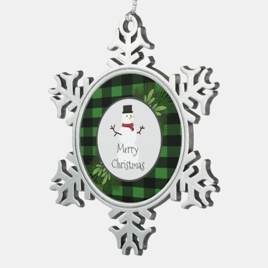Snowman Green Buffalo Play Snowflake Ornament (Rechts)