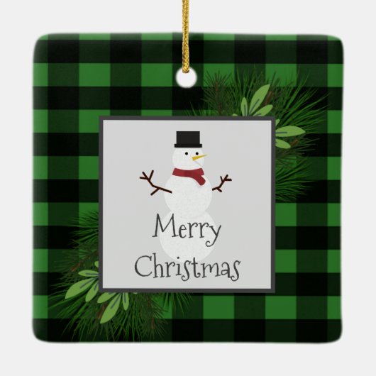 Snowman Green Buffalo Plays Ornament (Achterkant)