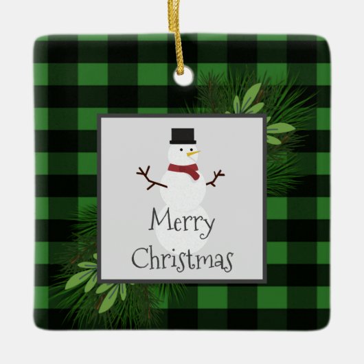 Snowman Green Buffalo Plays Ornament (Voorkant)