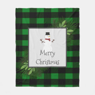 Snowman Green Buffalo Pset Fleece Blanket