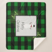 Snowman Green Buffalo Pset Sherpa Blanket Sherpa Deken (Voorkant)