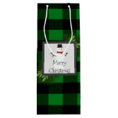 Snowman Green Buffalo Pset Wine Gift Bag Wijn Cadeautas (Achterkant)