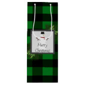 Snowman Green Buffalo Pset Wine Gift Bag Wijn Cadeautas (Voorkant)