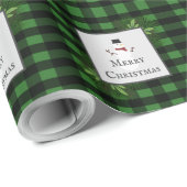 Snowman Green Buffalo Pset Wrappapier Cadeaupapier (Rol Hoek)