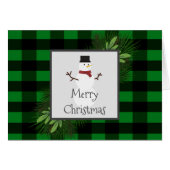 Snowman Green Buffalo Wenskaart (Voorkant Horizontaal)