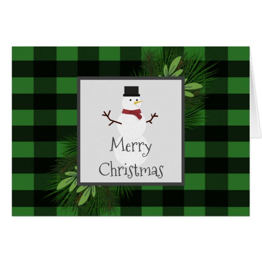 Snowman Green Buffalo Wenskaart (Voorkant Horizontaal)
