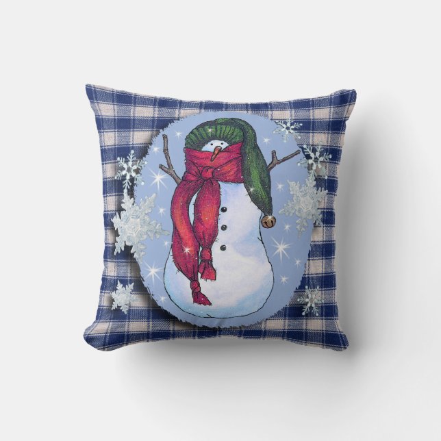 Snowman Green Pet Kussen (Voorkant)
