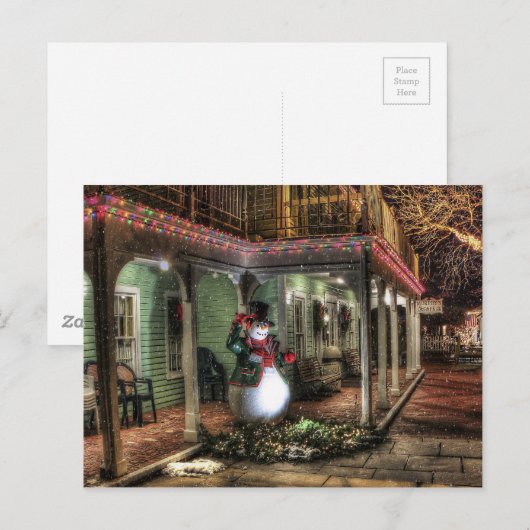 Snowman Greetings Briefkaart (Voorkant / Achterkant)