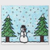 Snowman Greetings Cadeaupapier (Vlak)