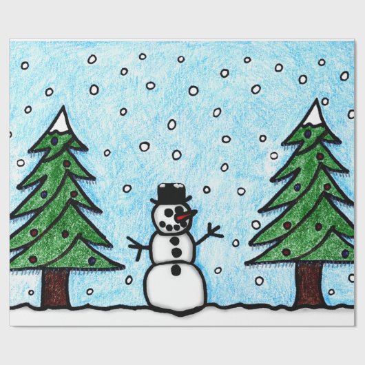 Snowman Greetings Cadeaupapier (Vlak)