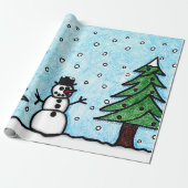 Snowman Greetings Cadeaupapier (Uitgerold)