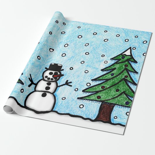 Snowman Greetings Cadeaupapier (Uitgerold)