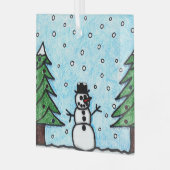 Snowman Greetings Glas Ornament (Voorkant links)