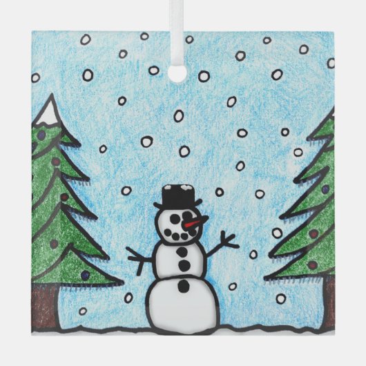 Snowman Greetings Glas Ornament (Voorkant)