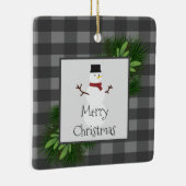 Snowman Grey Buffalo Pset Ceramic Ornament (Rechts)