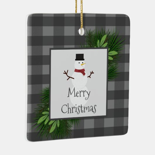 Snowman Grey Buffalo Pset Ceramic Ornament (Rechts)
