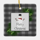 Snowman Grey Buffalo Pset Ceramic Ornament (Voorkant)