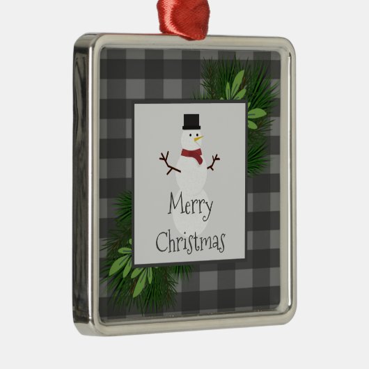 Snowman Grey Buffalo Pset Ceramic Ornament (Rechts)