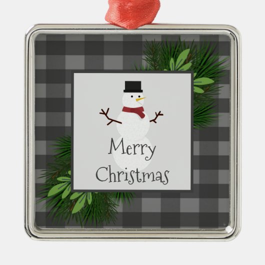 Snowman Grey Buffalo Pset Ceramic Ornament (Voorkant)