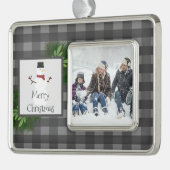 Snowman Grey Buffalo Pset Framed Ornament (Links)
