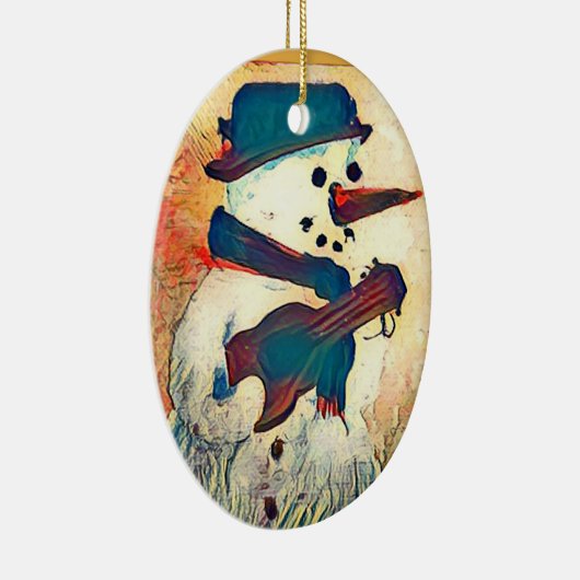 Snowman Guitar Persoonlijk Keramisch Ornament (Rechts)