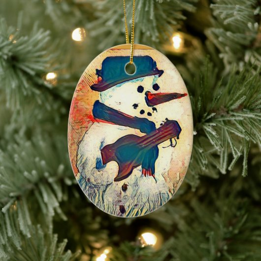 Snowman Guitar Persoonlijk Keramisch Ornament (Boom)
