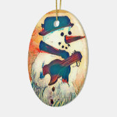 Snowman Guitar Persoonlijk Keramisch Ornament (Links)