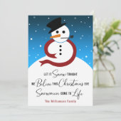 Snowman Haiku Poetry, met sneeuwfeest Kaart (Staand voorkant)