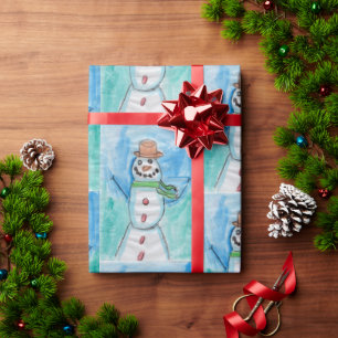 Snowman Happiness - Kinder kunst voor CHOC Cadeaupapier