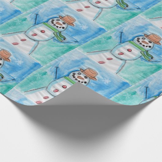 Snowman Happiness - Kinder kunst voor CHOC Cadeaupapier (Hoek)