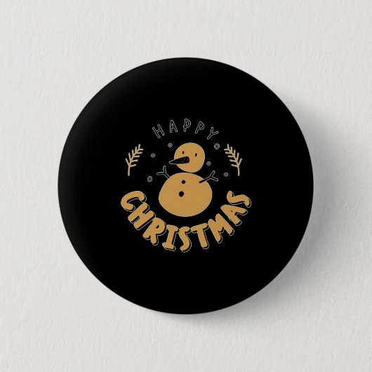 Snowman Happy Christmas Ronde Button 5,7 Cm (Voorkant)