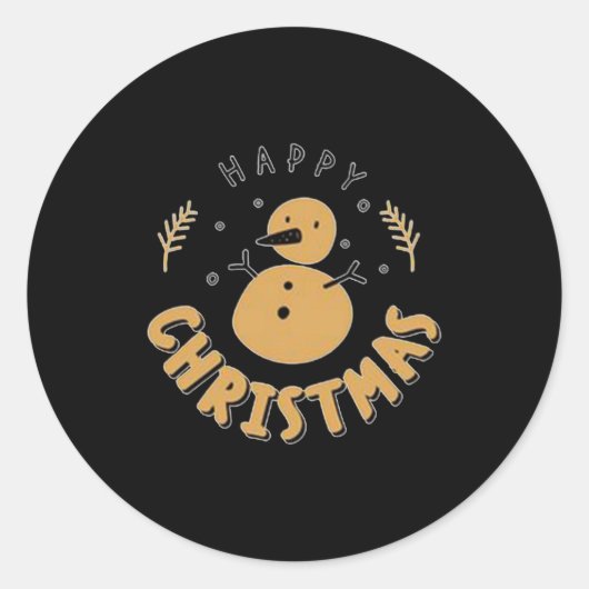 Snowman Happy Christmas  Ronde Sticker (Voorkant)