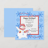 Snowman Happy Holiday - Uitnodiging voor kerstfees (Voorkant / Achterkant)