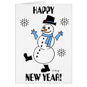 Snowman "HAPPY NEW YEAR"-kaart