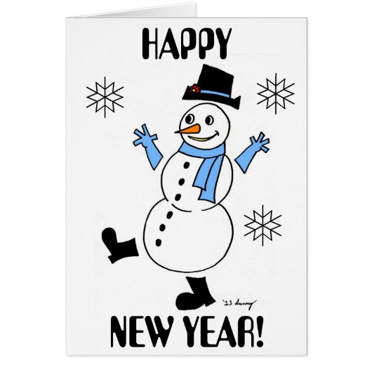 Snowman "HAPPY NEW YEAR"-kaart (Voorkant)