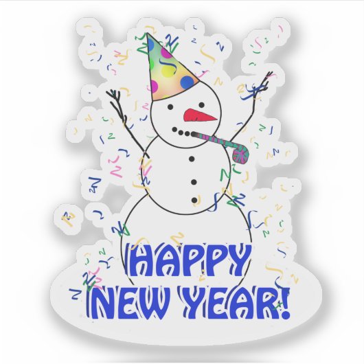 Snowman Happy New Year   Sticker (Voorkant)