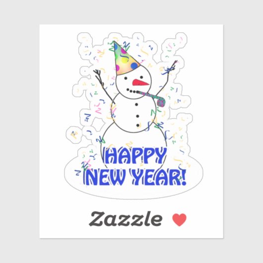Snowman Happy New Year   Sticker (Vel)