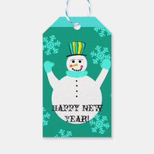 Snowman Happy Nieuwjaar - Aangepaste cadeauLabels