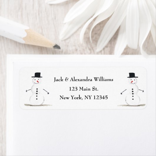 Snowman Happy Schattigee Winter Kerstterugkomst Ad Etiket (Insitu)