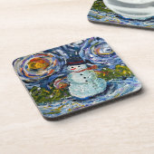 Snowman Hard plastic coaster set Bier Onderzetter (Linkerzijde)