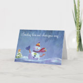 Snowman Heart Feestdagen Kaart (Voorkant)