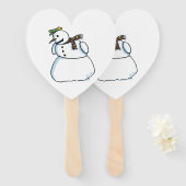 Snowman heart hand fans handwaaier (Voorkant en achterkant)