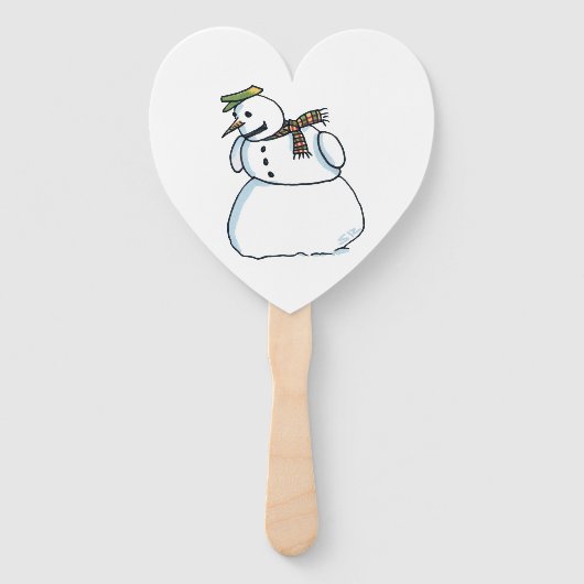 Snowman heart hand fans handwaaier (Voorkant)