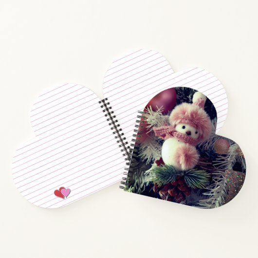 Snowman Heart-Shaped Spiral Notebook Notitieboek (Binnen)