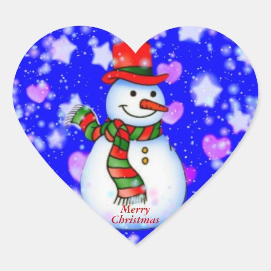 Snowman Heart Sticker (Voorkant)