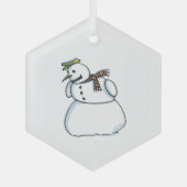 Snowman hexagon glass ornament (Voorkant)