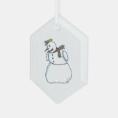 Snowman hexagon glass ornament (Voorkant links)