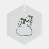 Snowman hexagon glass ornament (Achterkant)