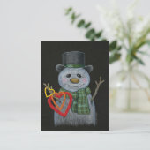 Snowman Holding Hearts Briefkaart (Staand voorkant)